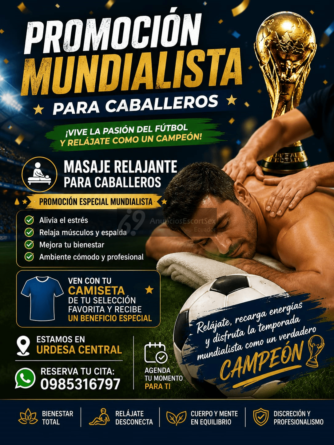 Promoción Mundialista para Caballeros en Guayaquil 🏆 – ¡Vive la Pasión del Fútbol y Relájate como un Campeón! ⚽