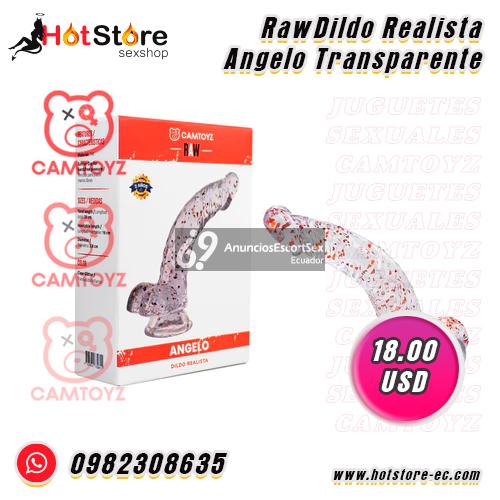 Raw Dildo Realista Angelo Transparente 20 x 3.8 cm | HotStore Sex Shop Ecuador