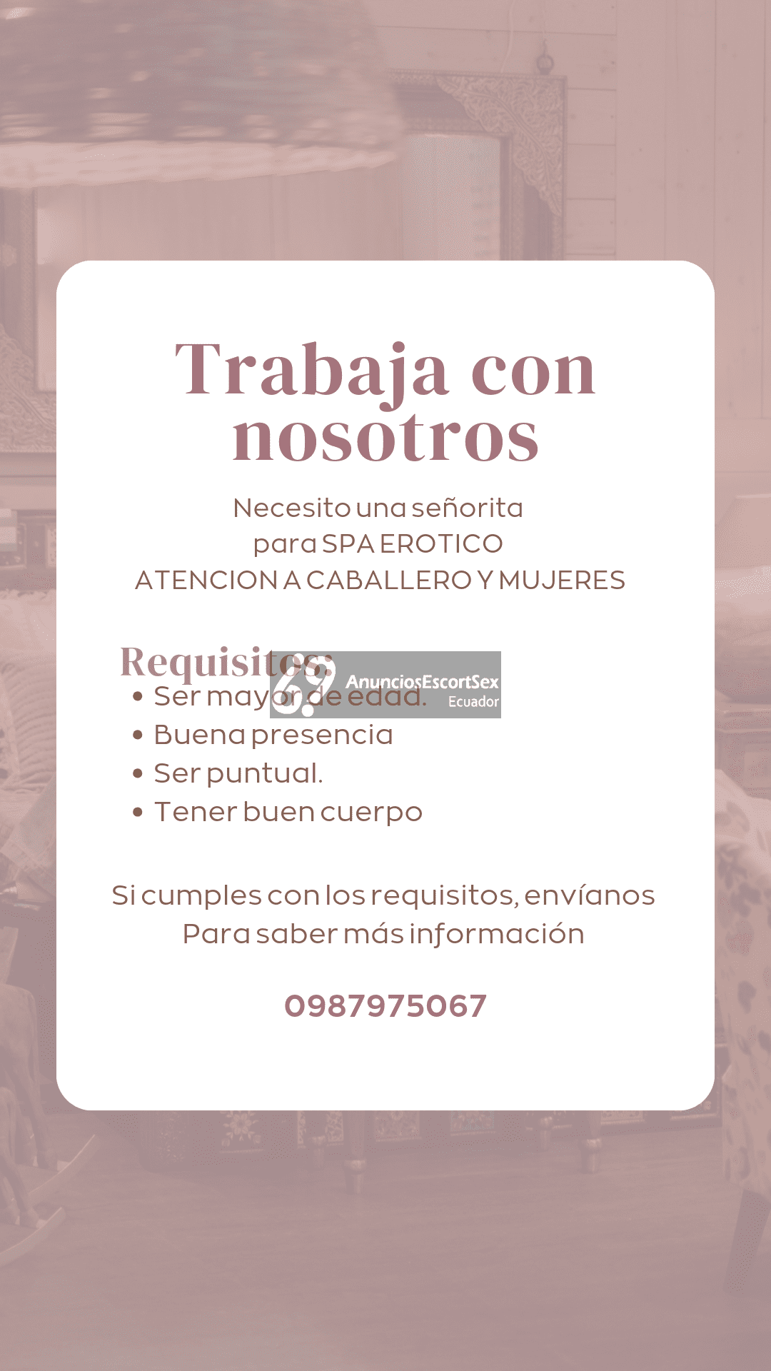 Deseas trabajar con nosotras? Se busca nena linda con buena presencia y ganas de trabajar