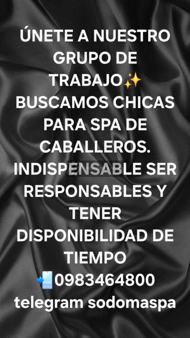 Únete a nuestro grupo de trabajo en Sodoma Spa